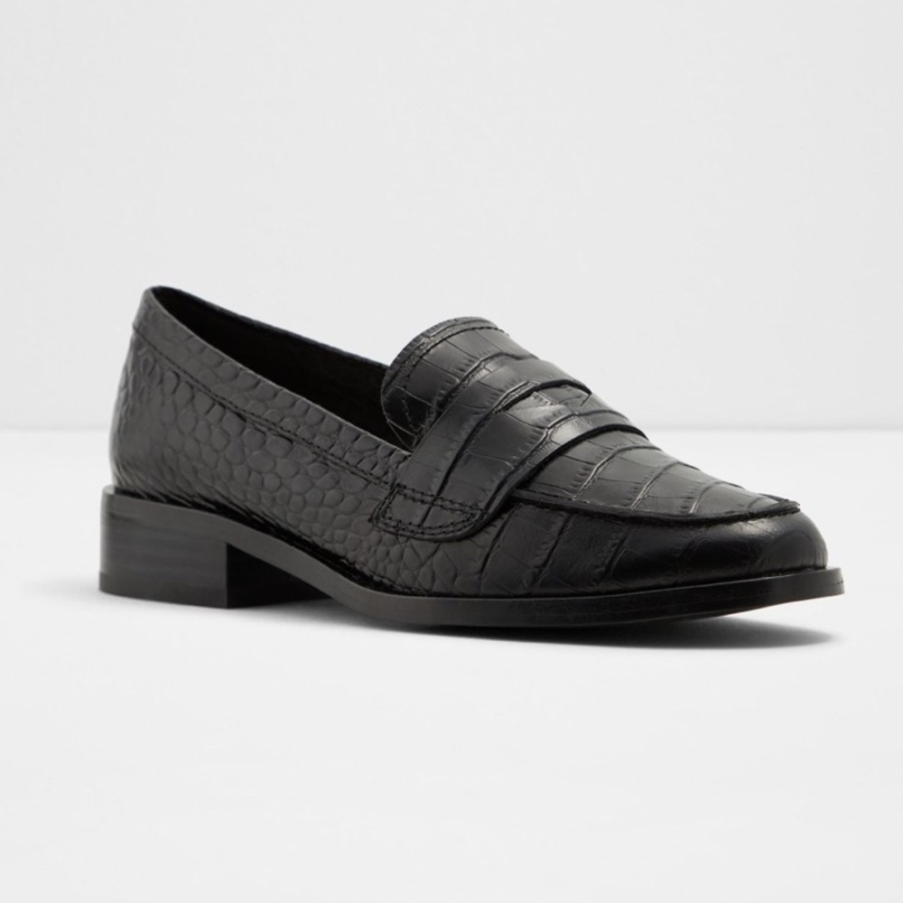 ALDO Loafers - Lovayven Black Leather Croc